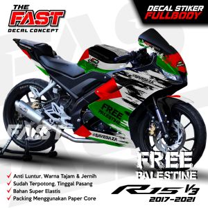BISA COD Decal Sticker Yamaha R15 V3 Fullbody PALESTINE Decal stiker R15 V3 / stiker R15 full body design PALESTINA Decal R15 V3 Full Body Stiker Sticker Motor Yamaha Modif Variasi Aksesoris Dekal R15 V3 PALESTINE