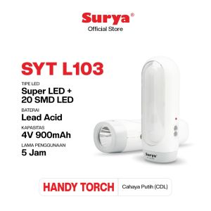 Surya Lampu Emergency SYT L103 20LED SMD + 1Watt Rechargeable Cable Bundle 5 Jam