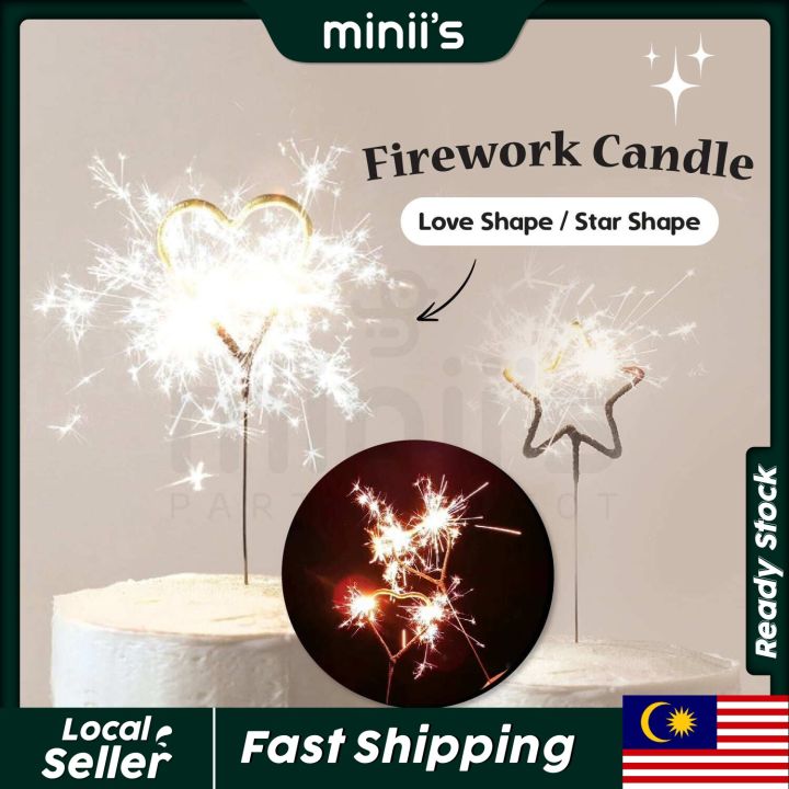 Miniis Sparkle Fireworks Cake Toppers Candle Love Star Gold Birthday