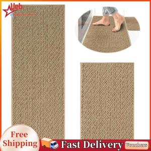 [Ueb] Linen-Look Kitchen Floor Mat Non-slip Kitchen Mats Stain Resistant for Kitchen