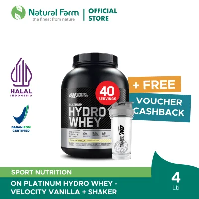 Optimum Nutrition Platinum Hydro Whey Vanilla 3.52 Lb Free Shaker