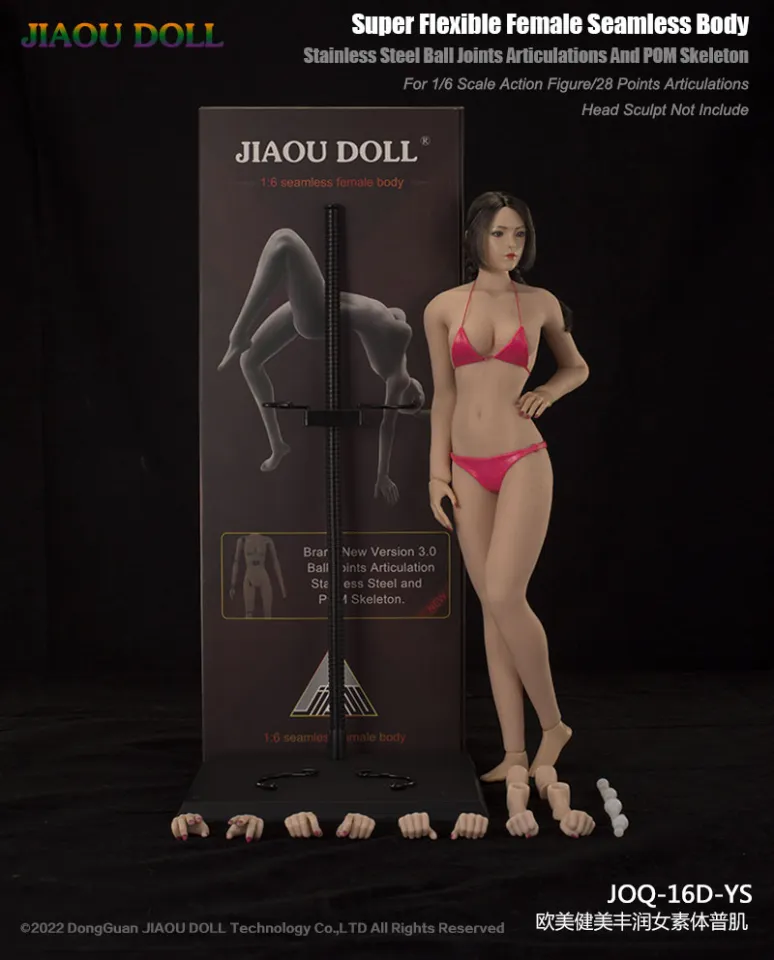 JIAOU DOLL JOQ-16D-YS 1/6 Scale Female Dolls Silicone Seamless Toned Figure  Super Flexible Suntan Pale Action Figure Body M