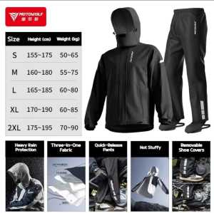 Jas Hujan 3 Layer 10000mm H2O MOTOWOLF MDL0405 Jacket Traveler Waterproof