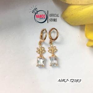 Bông Tai Bông Thả Nạm Đá Trằng Đỏ Vàng Hồng T2183