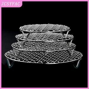JCSYFAC Round Air Fryer Rack With Legs Stackable Grid Grilling Rack Stainless Steel Anti-corrosion For Home Kitchen Oven Steamer Cooker