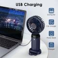 Mini Fan - Portable Handy Fan Usb Rechargeable Digital Display Multi-gear Speed Adjustment With Lanyard. 