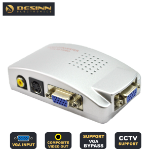 VGA to RCA Composite Video Converter Adapter S-Video NTSC PAL for HDTV Monitor Laptop Desktop PC Plug & Play