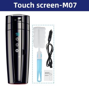 12V 24V Car Heating Cup Electric Kettle Stainless Steel Smart Temperature Control Touch LCD Display Travel Coffee Mug Warmer for Car