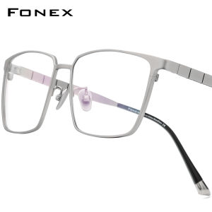 FONEX Pure Titanium Glasses Frame Men Brand Design Big Oversize Square Eyeglasses Ultralight Full-Rim Korean Japanese Custom Myopia Optical Prescription Eyewear 85658