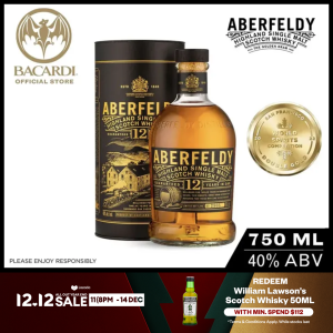 Aberfeldy 12 Year Old Single Malt Scotch Whisky - 750ml / 75cl 40% ABV - Premium Craft-Style Whisky Aged in Oak Casks