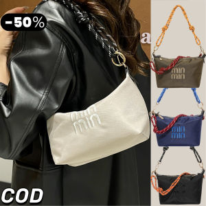 YOOXI กระเป๋าข้ามไหล่เดียว กระเป๋าเล็กของผู้หญิง กระเป๋ามือ กระเป๋าผ้าไนล่อนเย็บปักถักร้อน