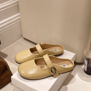 [Free Shipping] Soft-soled closed-toe slippers for women 2026 spring/summer new womens shoes low-heeled comfortable slip-on lazy slippers