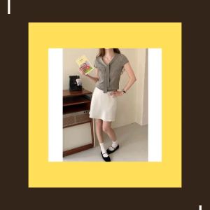 Women Elegant V‑Neck Tie‑Detail Knit Top 2026 Summer New Short Sleeve Casual Soft Knit Blouse