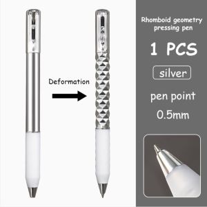 WAPKTY Hình học hình thoi Bút có thể uốn cong Đầu bút 0.5mm Loại báo chí Bút trung tính Bền bỉ Khô nhanh Bút Anamorphic Quà tặng