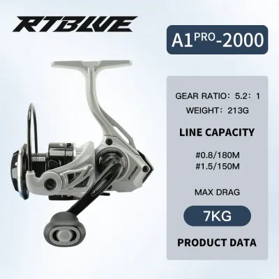 BEARKING RTBLUE A1 Spinning Reel 12Kg MaxDrag 5.2:1 Freshwater Saltwater Fishing Reel