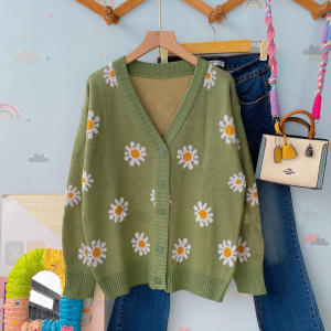 sunflowe cardigan rajut wanita jumbo korean style/baju cewek outfit keren/kardigan rajut dewasa korea style/ootd wanita hijab outfit/atasan wanita remaja ootd/baju rajut wanita terbaru lengan panjang/outer wanita korean style/jaket rajut korean style