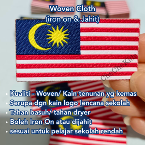 Malaysia Flag Badge Patch Lencana Jalur Gemilang Jahit MAGNET Pin Woven Sulam Bendera Malaysia KPM