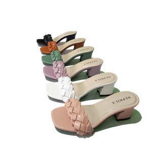 CLARABELL Amyra Sandal Heels Wanita Motif Kepang Depan Sendal Pesta Kondangan Hak Tahu 5cm
