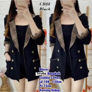 BLAZER WANITA SCUBA MOTIF VIRAL TERBARU BEST SELLER BISA COD / BLAZER KANTOR TERMURAH