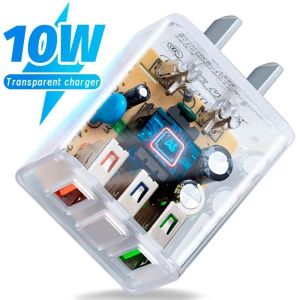 Củ sạc nhanh 3 cổng củ sạc điện thoại TRONG SUỐT 3 cổng ra tiện lợi