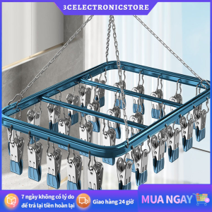 Móc chùm phơi quần áo cho bé 36 kẹp chất liệu inox 304 đệm núm cao su mềm cao cấp xào treo quần áo SP