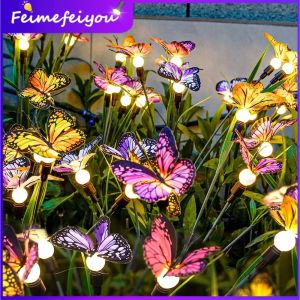 Solar Firefly with Butterfly Floor Insert Light Outdoor Waterproof Decoration Courtyard Landscape Light Solar Decor Lamp