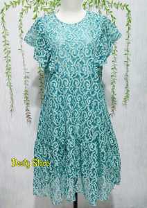 Dress Brokat Wanita Terbaru/Baju Pesta Brokat Lengan Pendek Korean Style/Gaun Kebaya Pesta Kondangan Kekinian