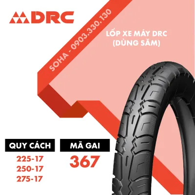 Lốp/vỏ sau xe máy xài ruột 225 250 275 GAI 367 hãng DRC - công nghệ Nhật Bản