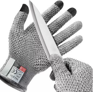 Grade 5 Cut-Resistant HPPE Gloves L Size Wear-Resistant Breathable Tear-Resistant for Kitchen Butchery Gardening Carpentry Scratch-Proof Safety Protection
