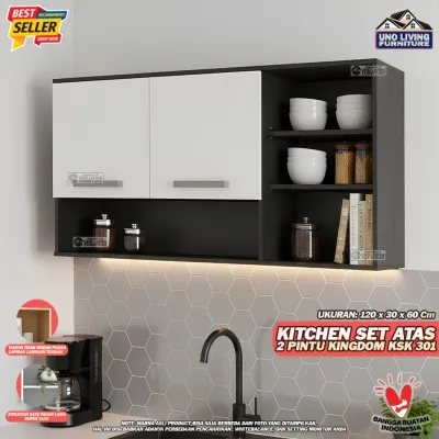 Kitchen Set Atas 2 Pintu dengan Rak Serbaguna Kitchen Set Minimalis Atas Rak Dapur Kingdom KSK 301