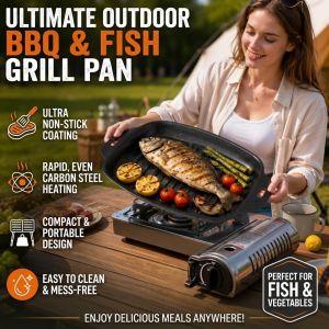 Barbecue Grill Tool Outdoor Camping Family Commercial Fish Pan/Rectangular NonStick Maifan Stone Even Heat/BBQ Lovers/Party