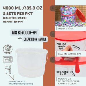 {MSV} Tamper Proof Air Tight with Safety Lock (3000ml-5000ml) Microwavable Plastic Tubs Anti Leak Durable BPA Free MS SL3000B MS SL4000B MS SL5000B