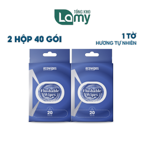 TỔNG KHO_Combo 2 Hộp 40 Gói Khăn Ướt Phân Hủy Flushable Wipes Gói 1 Tờ Tự Tan Trong Nước Tiện Lợi Tối Đa