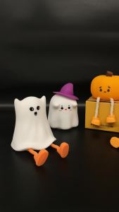USB Rechargeable Halloween Led Night Light Soft Silicone Table Lamp Pumpkin Ghost Cute Cartoon Kid Birthday Gifts Nursery Bedroom Nightlight Dimmable Lighting Lamps