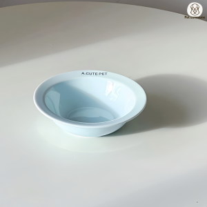 ชามอาหารแมวแบบมีฐานสูง พร้อมที่ตั้งชามอะคริลิก ชามเซรามิกสำหรับสัตว์เลี้ยง รูปทรงจานบิน Ceramic Pet Bowl with High Stand