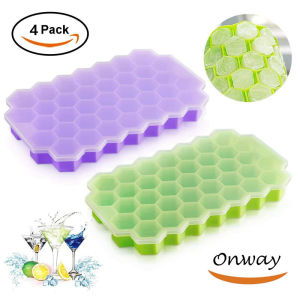 【SG Ready Stock】4pcs Food Grade Honeycomb Ice Cube Mold Summer Ice Cube Trays Removable Lids Silicone Dessert Chocolate Mould
