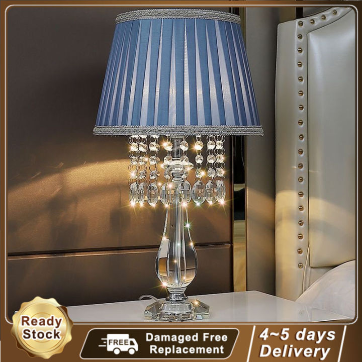 EASYHOME Modern Crystal Table Lamp Warm LED Desk Lamp Bedroom Bedside ...