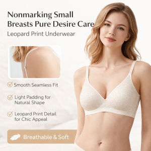 Leopard Lift Bra Set Deep V Everyday Women U-Shaped Backless Bra/Push Up/Support/Anti-Sagging For Small Bust