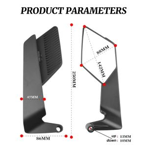 【V5 Upgrade!】Wind Wing Rotating Side Mirror V5 Alloy Stem Universal 14*8cm Wide View Stealth Mirror-Carbon/Black