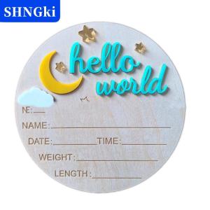 SHNGki Gỗ Chào Thế Giới dấu hiệu sơ sinh bảng thông báo sinh Dễ thương