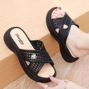 Free Shipping WomenS High-Heeled Sandals Comfortable For Summer Wear At Home With Thick Soles Wedge Heels Height-Enhancing Design Non-Slip Soles And A Fashionable Beach Style Suitable For Both Indoor And Outdoor Use