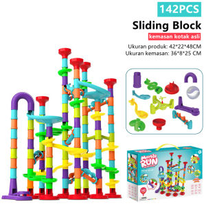 Marble Run Building Blocks 197pcs Set DIY Konstruksi mainan 3D Maze Ball Roll Mainan Anak Hadiah