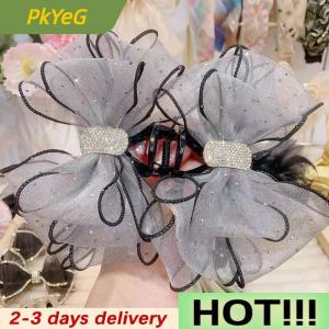 PkYeG Korean Style Mesh Bow Rhinestone Hair Claw Vintage Elegant Hair Clamp Hairpin Shark Clips For Women Fashion Hair Accessories