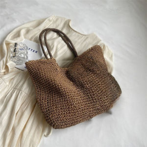 Oversized Straw Tote Bag - Versatile Shoulder Purse for Women