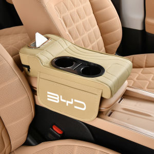 Center Console Cover Car Armrest Heightening Pad with 2 Storage Cup Holder Multifunctional Organizers Tissue Box Side Pockets For BYD ATTO 3 Dolphin Qin Song Plus Tang Han Seagull SEAL SHARK