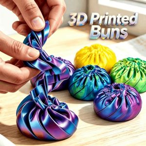 3D Printed Transformable Liquid Flow Steamed Stuffed Bun Stress Relief Toys Model Desktop Ornament Toys