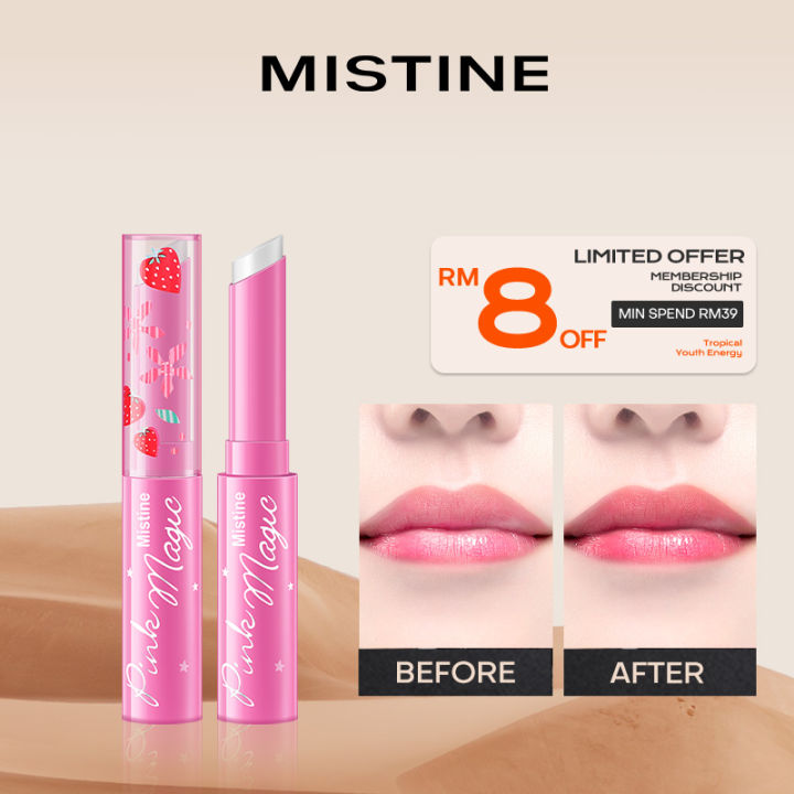 MISTINE Pink Strawberry Temperature Color Changing Lip Balm Lipstick ...