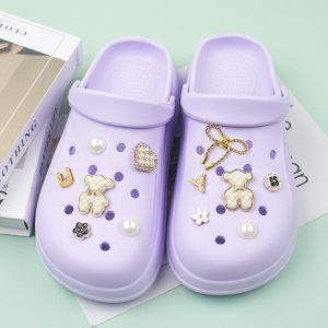 Luxurious Style Crocs Jibbitz Charms Shoes Decorative Bear Set Shoes Flower Removable Shoe Buckle Alloy Accessories Flower Plate Crystal Diamond Clogs Decoration for Crocs