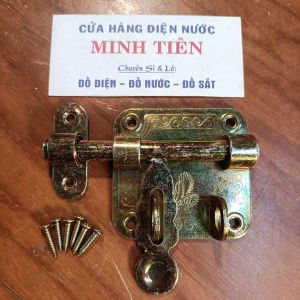 1 Chốt cửa ngang có khóa 5F 6F 7F màu vàng đồng Con gà sản xuất tại Việt Nam (đã bao gồm vít vặn)