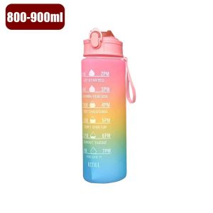 Hoomall Bình Nước Thể Thao 1000ML Cốc Uống Nước Bằng Nhựa Mờ Màu Gradient Bình Nước Xách Tay Dung Tích Lớn Để Chạy Bộ Ngoài Trời Đạp Xe Tập Gym
